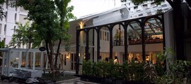 Restaurant charmant à Bangkok, verdure luxuriante.