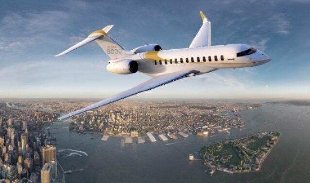 Bombardier global vue d'exterieur 8000 en vol