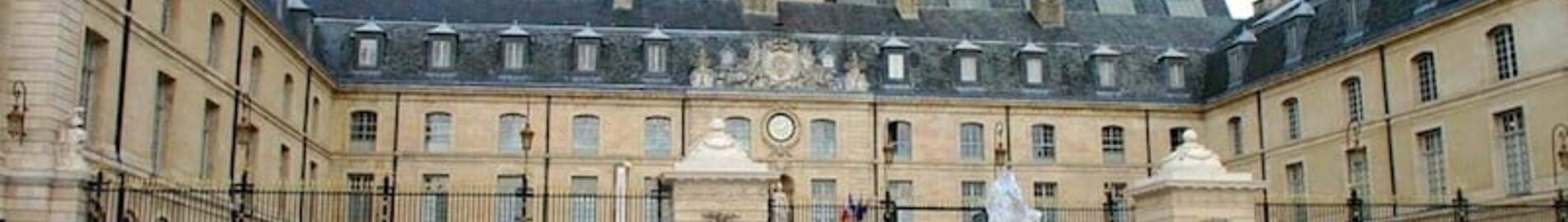 **Texte original :**
Les gens se promènent près d'un bâtiment historique avec une tour d'horloge et une cour ornée de fontaines, sous un ciel bleu, à Dijon Bourgogne. C’est le cadre idéal pour ceux qui arrivent par location de jet privé.

**Nouveau texte :**
_Dijon Bourgogne_, promenade près du bâtiment historique.