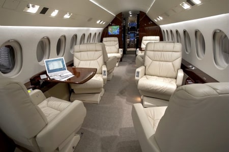 intérieur jet privé Dassault Aviation
