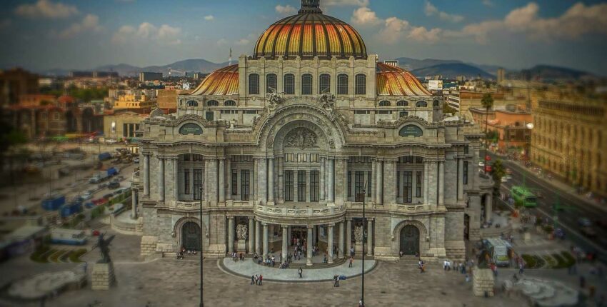 Palacio de Bellas Artes, Mexico, vue aérienne.