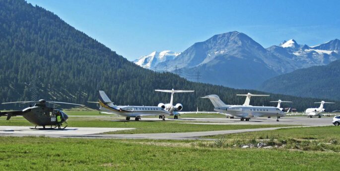 Location de jet privé et hélicoptère à Saint-Moritz Samedan