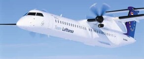 Dash 8-Q400 blanc en vol