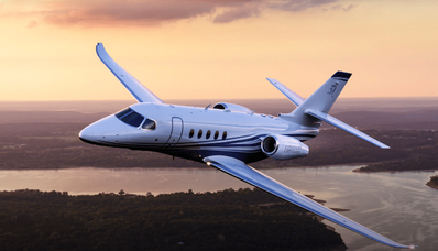 location de jet privé - Jet Citation II au coucher du soleil