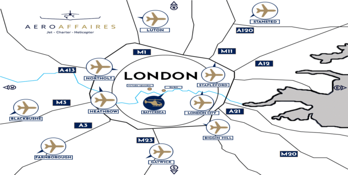 Londres carte aéroportuaire