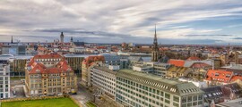 Vue aérienne du paysage urbain de Leipzig, location de jet privé