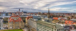Vue aérienne du paysage urbain de Leipzig, location de jet privé