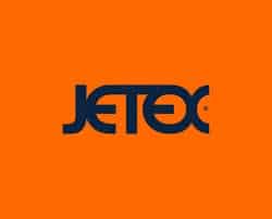 **emplacement jet privé : logo JETEX sur fond orange**