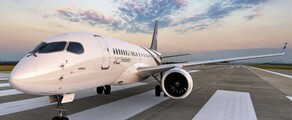 location de jet privé : ACJ 220 au coucher du soleil