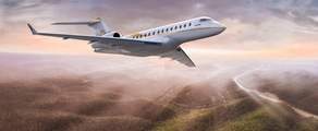 Location jet privé : G5500 volant au-dessus des montagnes.