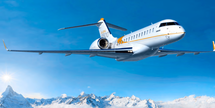 location de jet privé - Global 6500 sur montagnes enneigées