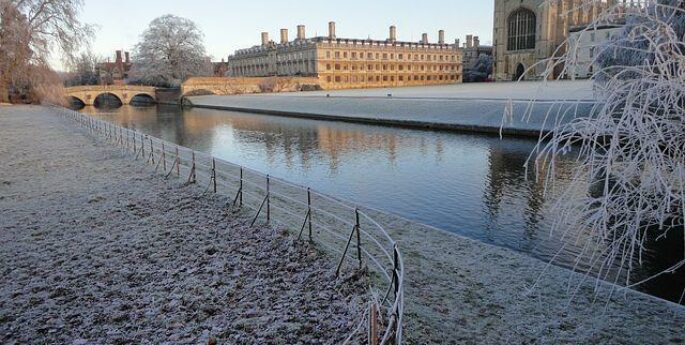 Cambridge sous la neige