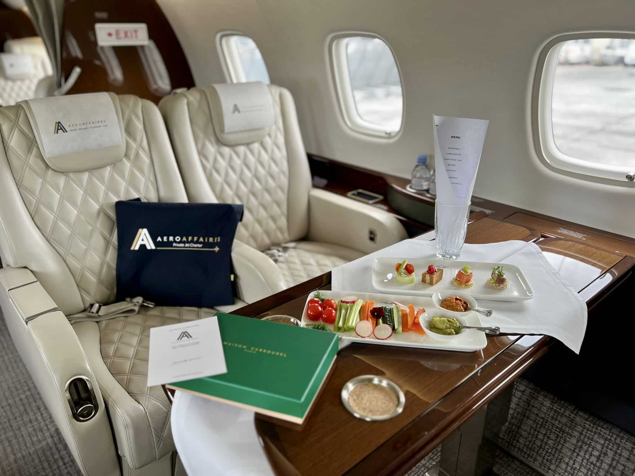 Menus gastronomiques & catering à bord des jets privés AEROAFFAIRES